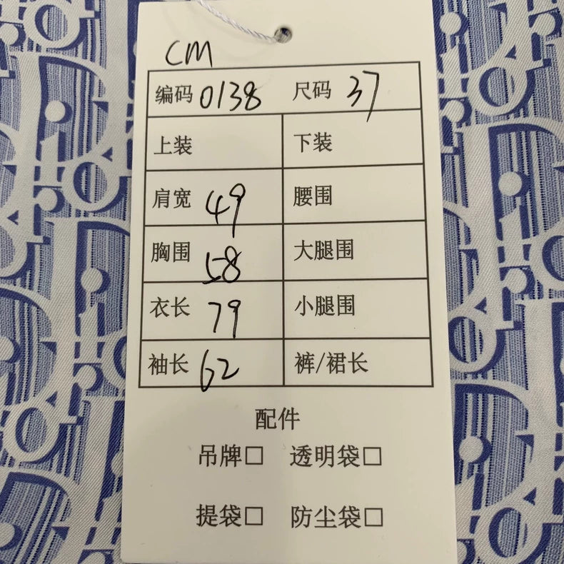 Dior Blue Logo Print Long Sleeve Shirt