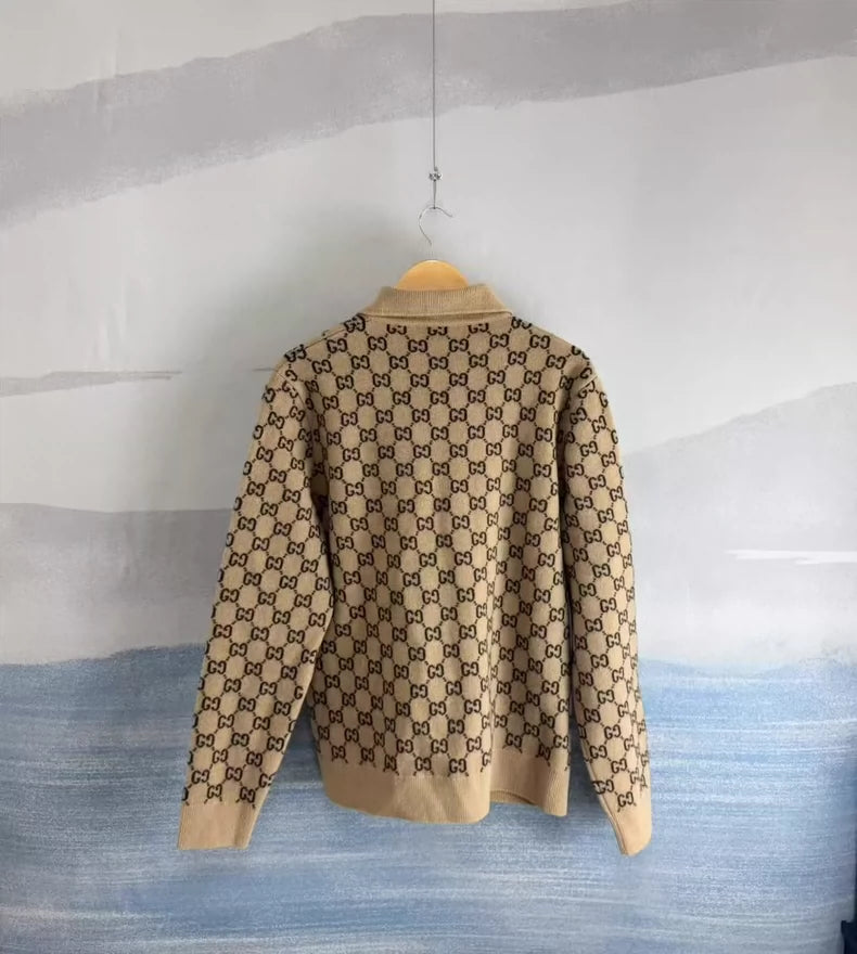 Gucci Khaki Logo Wool Cardigan M Size