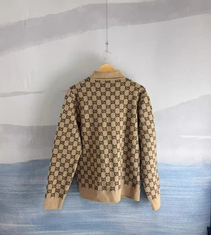 Gucci Khaki Logo Wool Cardigan M Size