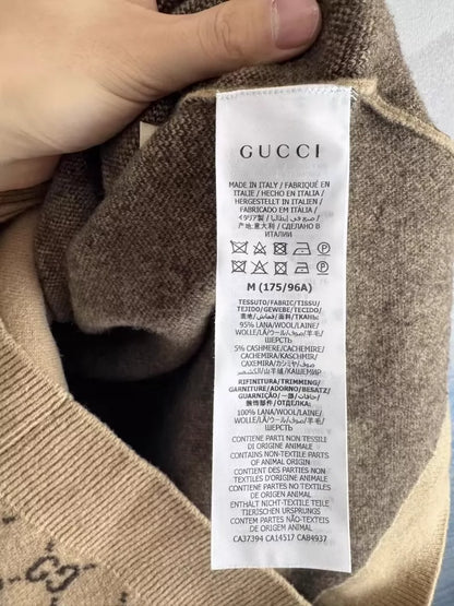Gucci Khaki Logo Wool Cardigan M Size