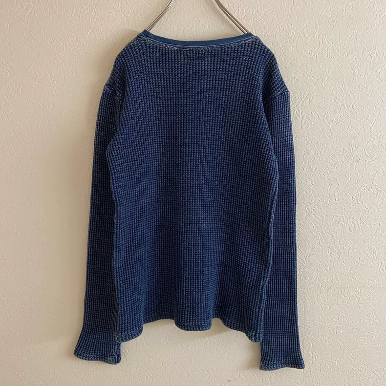 Kapital Blue Vintage Waffle Knit Long Sleeve Top