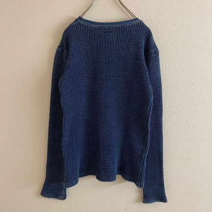 Kapital Blue Vintage Waffle Knit Long Sleeve Top