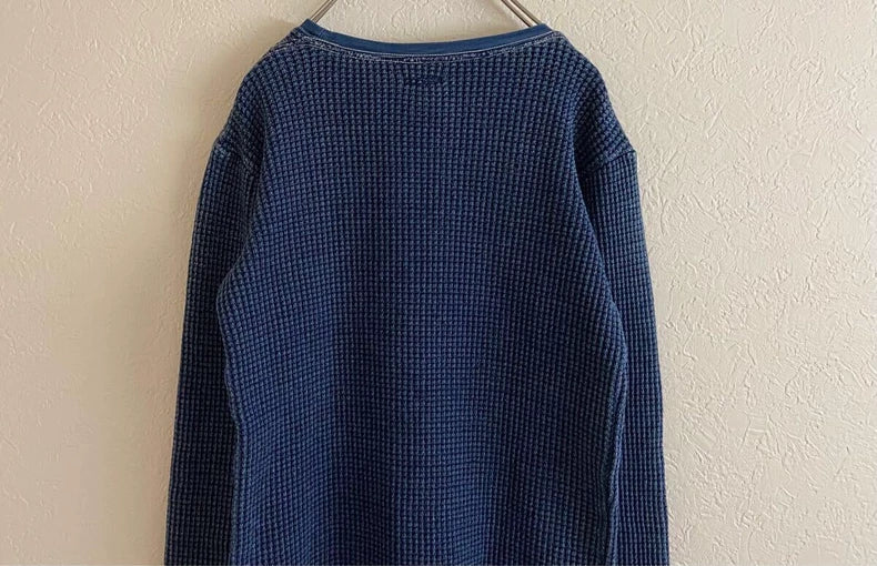 Kapital Blue Vintage Waffle Knit Long Sleeve Top