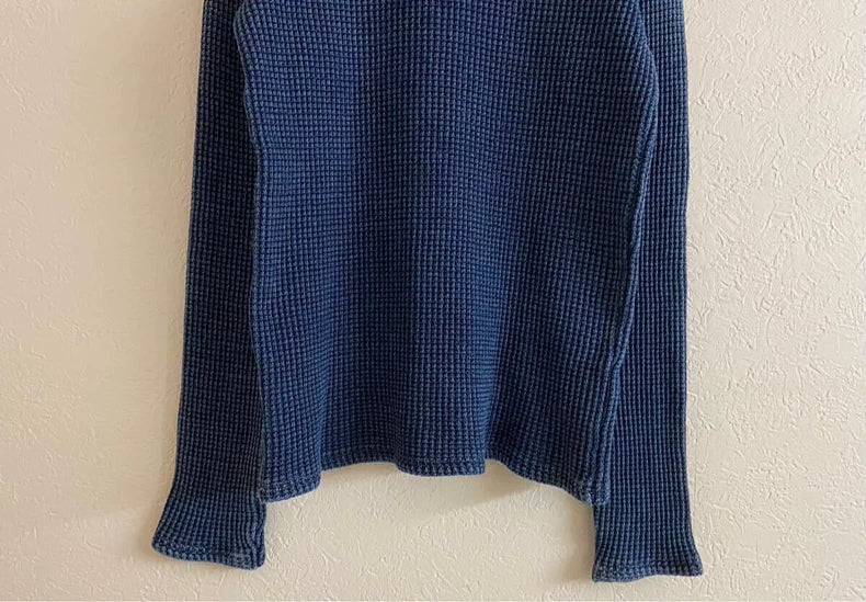 Kapital Blue Vintage Waffle Knit Long Sleeve Top