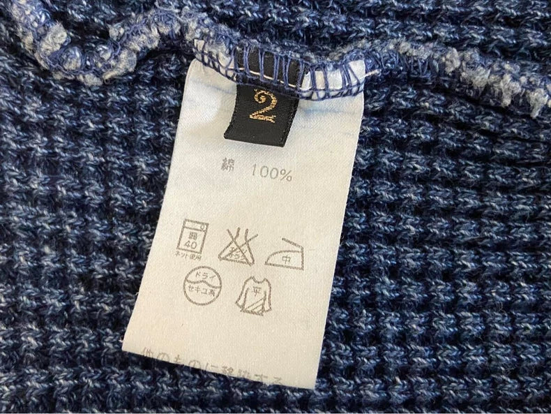 Kapital Blue Vintage Waffle Knit Long Sleeve Top