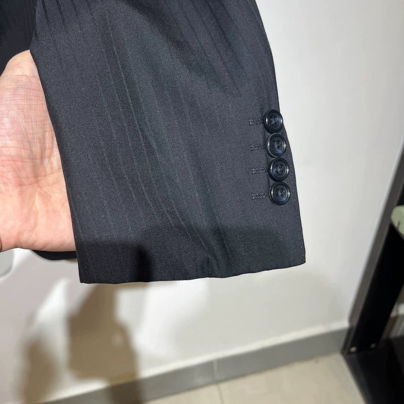 Vintage Black Striped Blazer Jacket