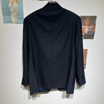 Vintage Black Striped Blazer Jacket