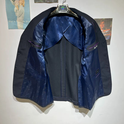 Vintage Black Striped Blazer Jacket