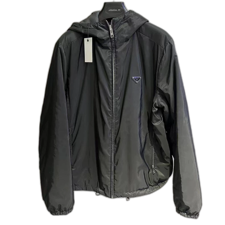 Prada Hooded Reversible Zip Jacket in Black