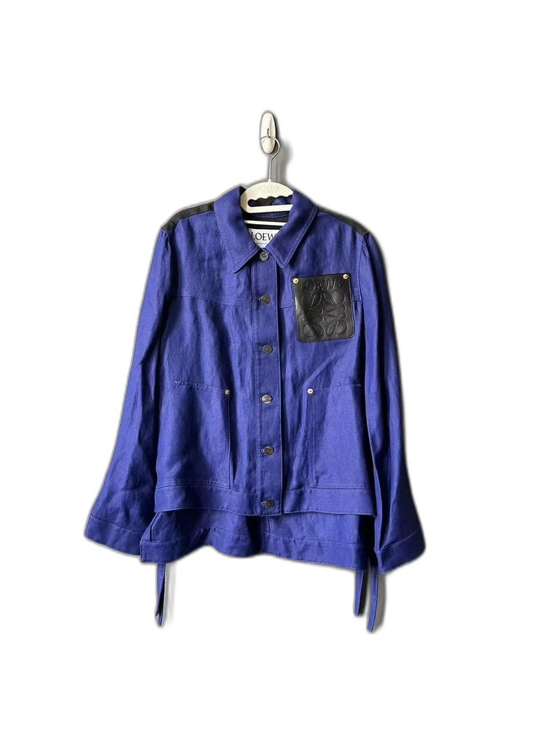 Loewe Purple Denim Jacket with Leather Patch