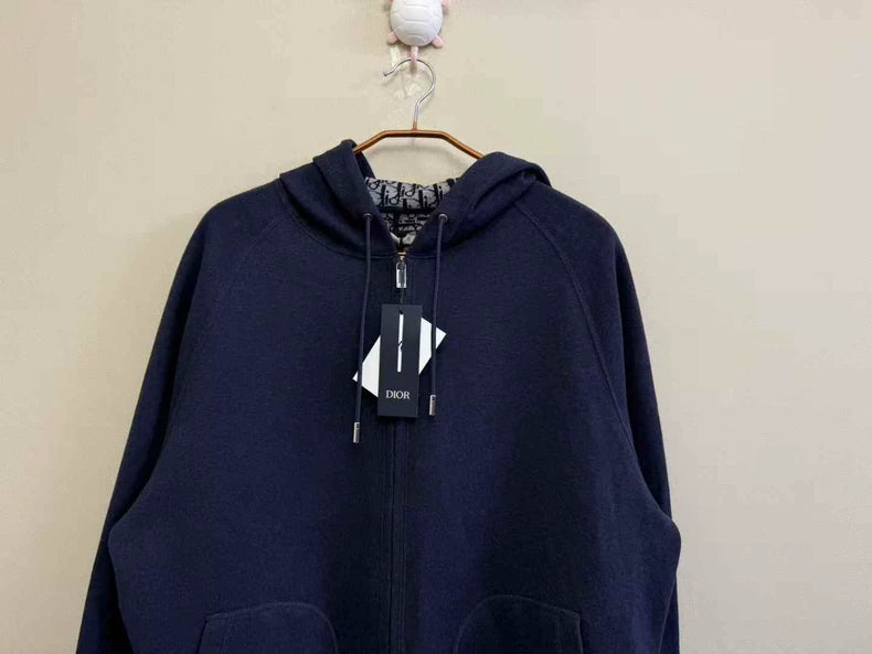 Dior Logo Cashmere Hoodie with Blue Lining