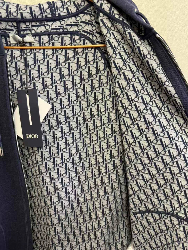Dior Logo Cashmere Hoodie with Blue Lining