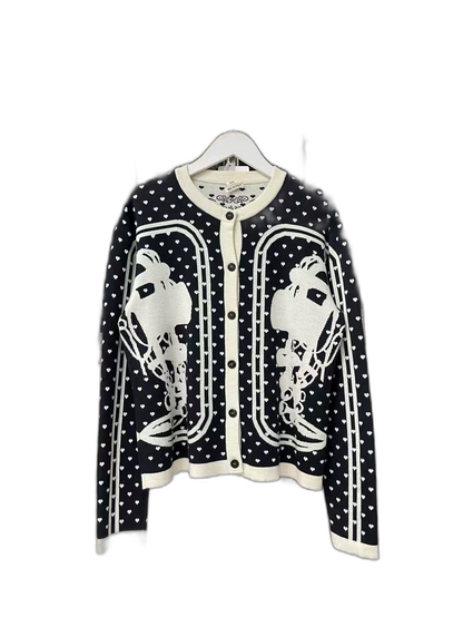 Hermes Wool Cardigan in Black and White