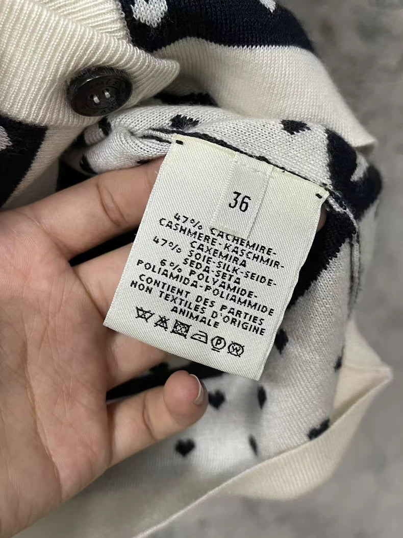 Hermes Wool Cardigan in Black and White