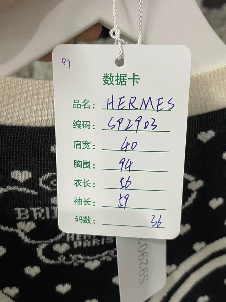 Hermes Wool Cardigan in Black and White