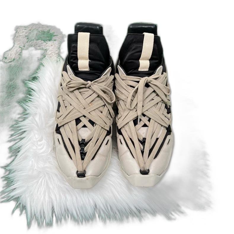 Rick Owens Leather Lace-Up Casual Shoes