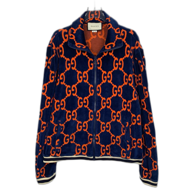 Gucci Blue GG Pattern Zip Jacket