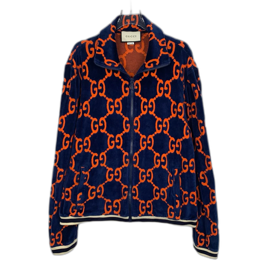 Gucci Blue GG Pattern Zip Jacket