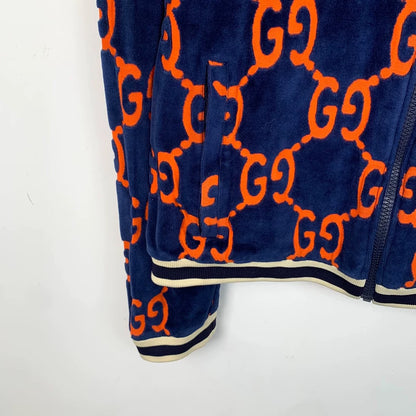 Gucci Blue GG Pattern Zip Jacket
