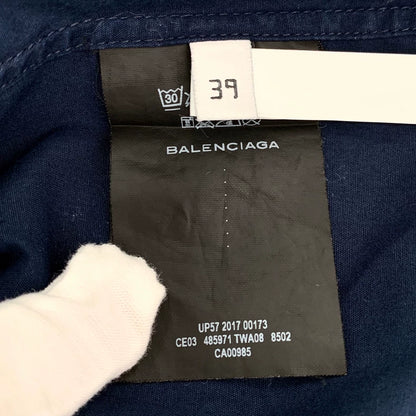 Balenciaga Blue Logo Print Long Sleeve Shirt