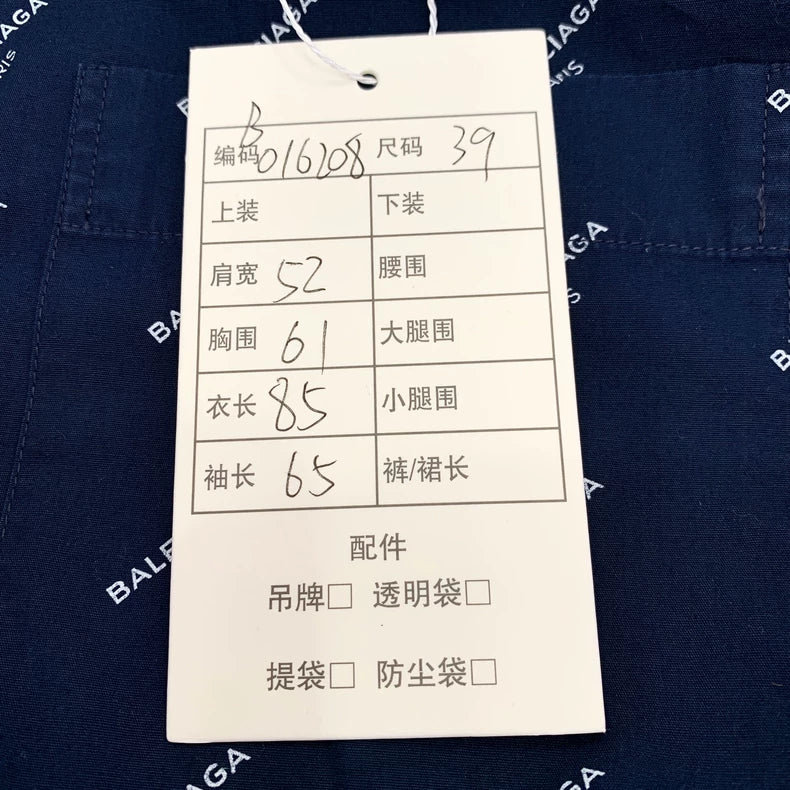 Balenciaga Blue Logo Print Long Sleeve Shirt