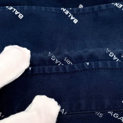 Balenciaga Blue Logo Print Long Sleeve Shirt
