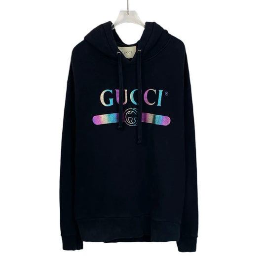 Gucci Black Logo Hooded Sweatshirt Medium