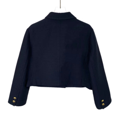 Dior Navy Blue Silk Long Sleeve Jacket