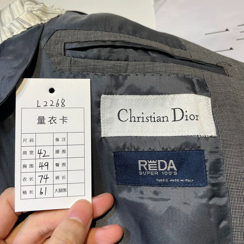 Vintage Dior Gray Wool Suit Jacket