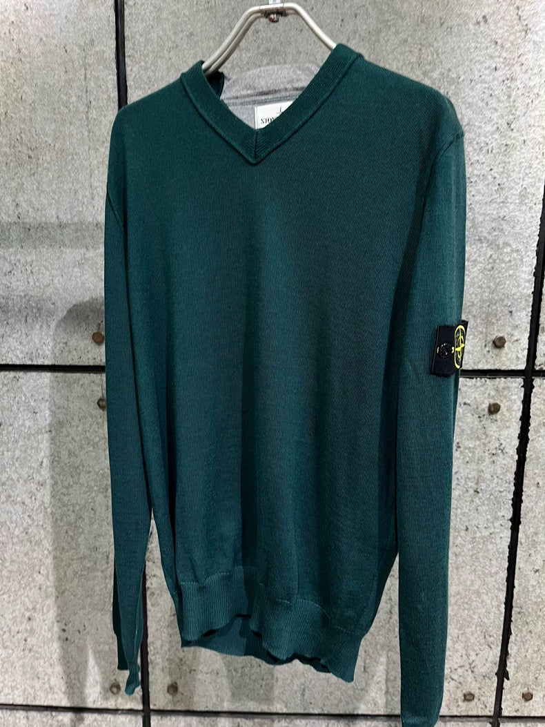 Green V-neck Sweater from Stone Island