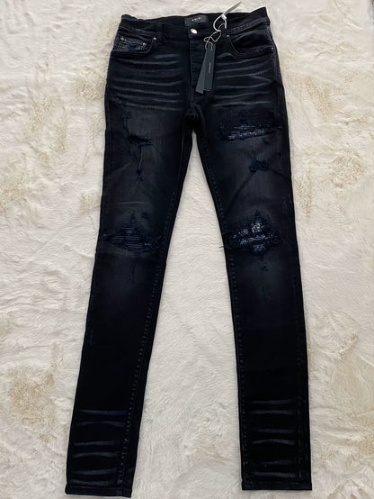 Amiri Black Blue Floral Jeans MX1