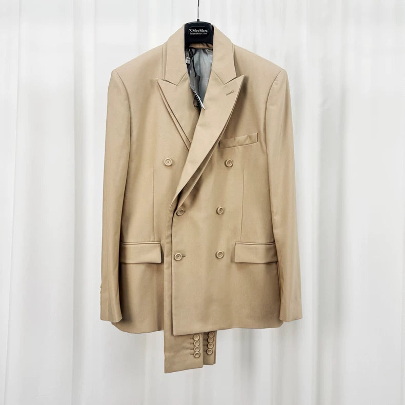 Dior Beige Wool Peak Lapel Blazer-yf