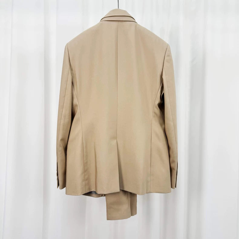 Dior Beige Wool Peak Lapel Blazer-yf