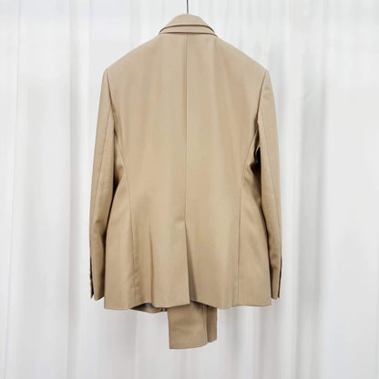 Dior Beige Wool Peak Lapel Blazer-yf