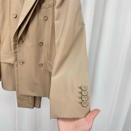 Dior Beige Wool Peak Lapel Blazer-yf