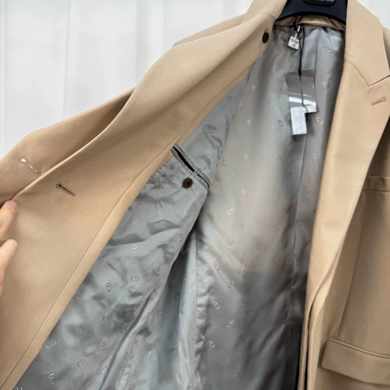 Dior Beige Wool Peak Lapel Blazer-yf