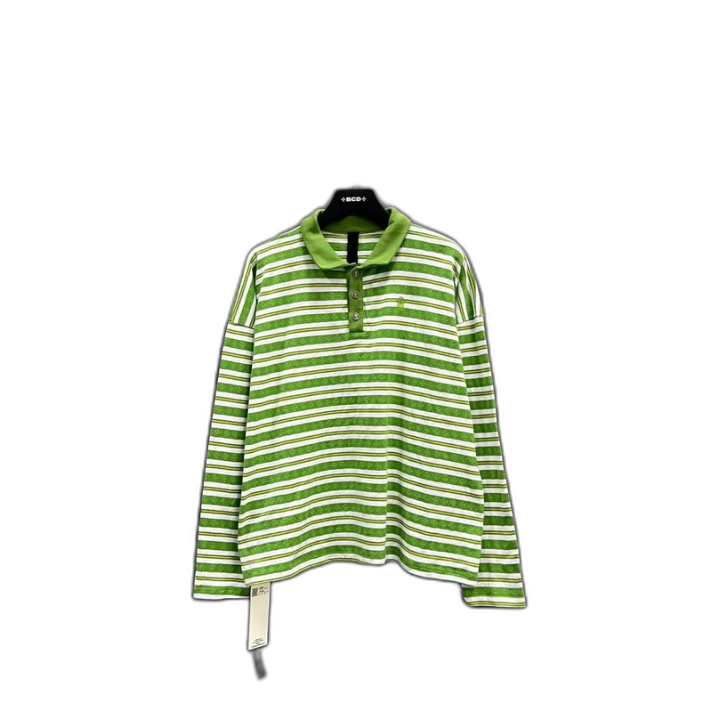 Chrome Hearts Striped Long Sleeve Polo Shirt