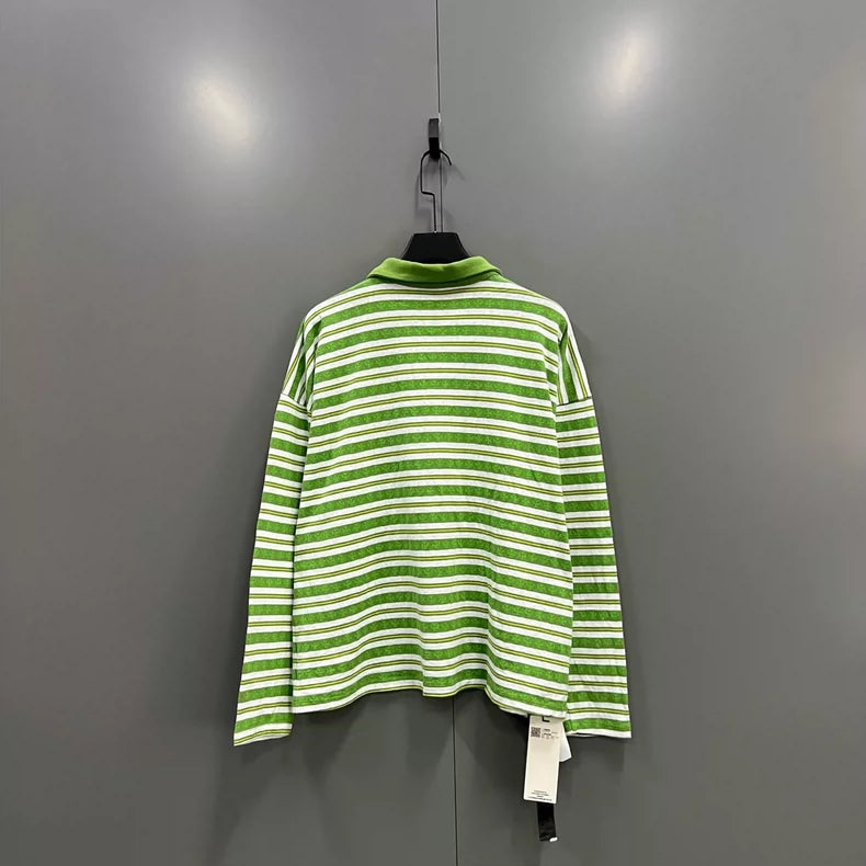 Chrome Hearts Striped Long Sleeve Polo Shirt