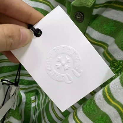 Chrome Hearts Striped Long Sleeve Polo Shirt