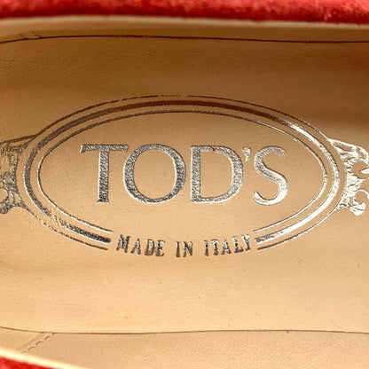 Red Suede Fringed Loafers by Tod's