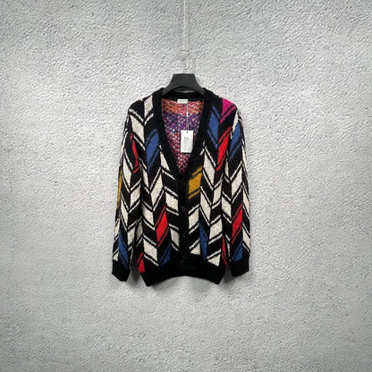 Saint Laurent Geometric Pattern Knit Cardigan