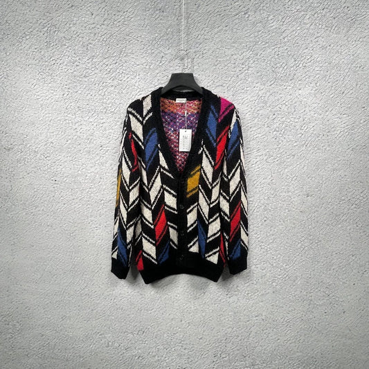 Saint Laurent Geometric Pattern Knit Cardigan