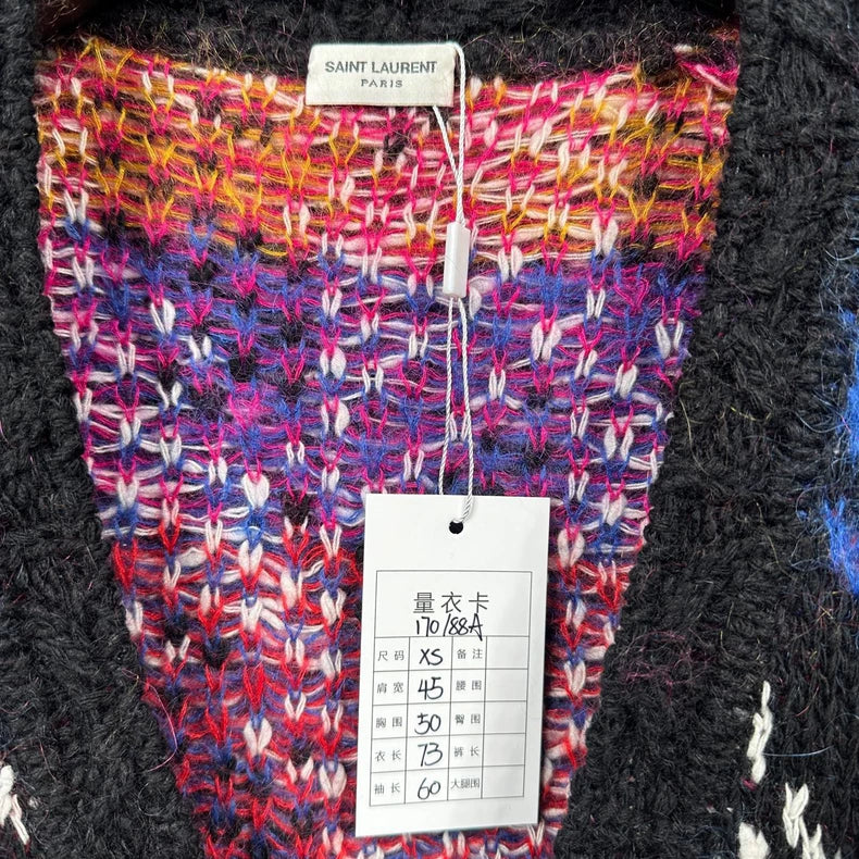 Saint Laurent Geometric Pattern Knit Cardigan