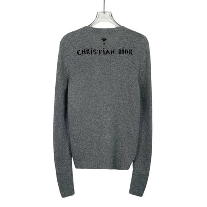 Christian Dior Grey Embroidered Knit Sweater