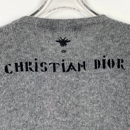 Christian Dior Grey Embroidered Knit Sweater