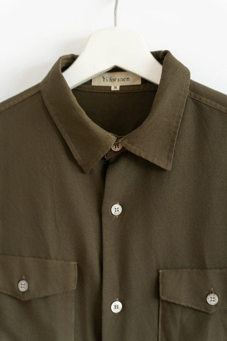 Olive Green Wool Shirt by Yohji Yamamoto