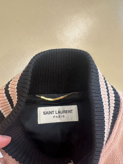Saint Laurent Pink Black Baseball Jacket