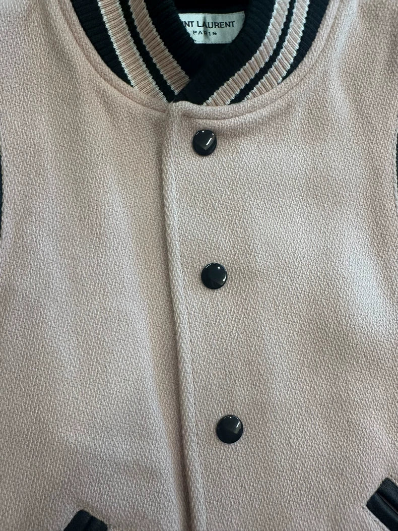 Saint Laurent Pink Black Baseball Jacket
