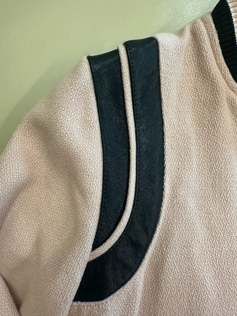 Saint Laurent Pink Black Baseball Jacket