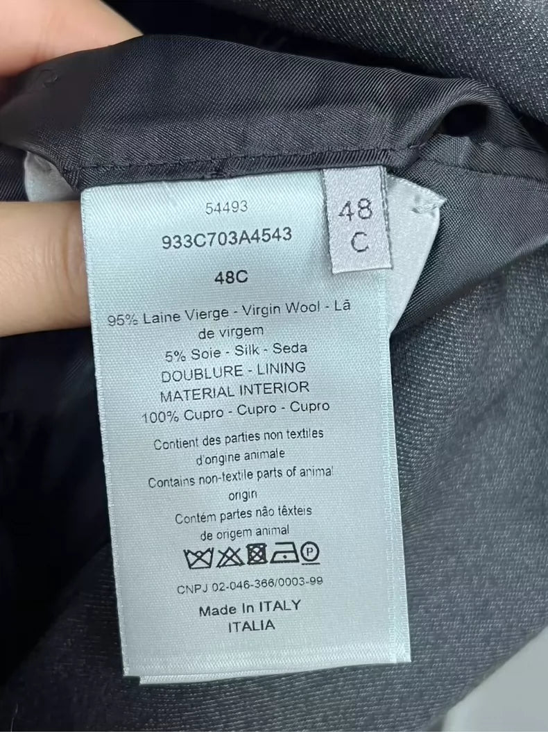 Dior Grey Double-Breasted Wool Blazer